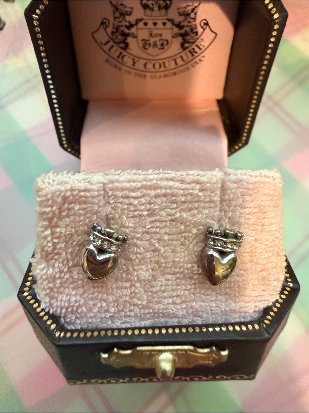 Juicy Couture barely used Silver Heart Crown Stud Earrings